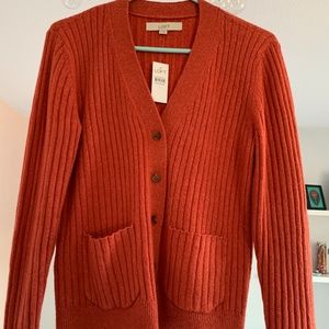 Ribbed V-Neck Pocket Cardigan